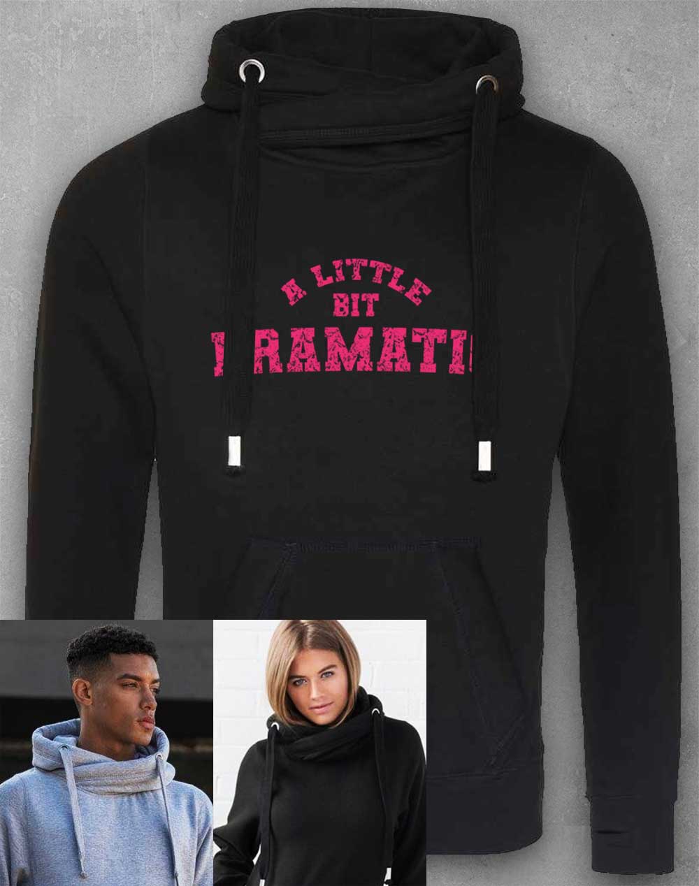 Jet Black - A Little Bit Dramatic Chunky Cross Neck Hoodie