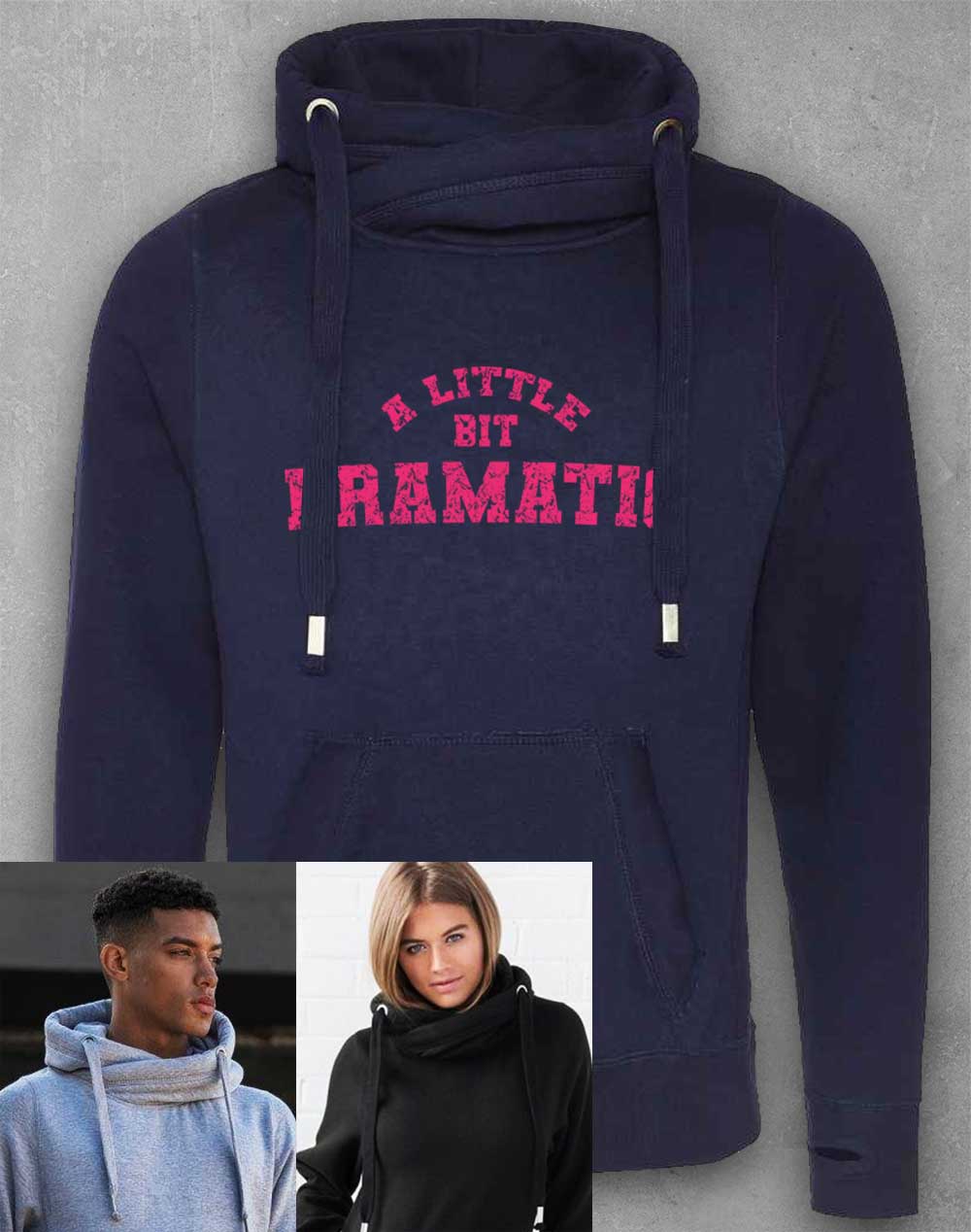 Oxford Navy - A Little Bit Dramatic Chunky Cross Neck Hoodie
