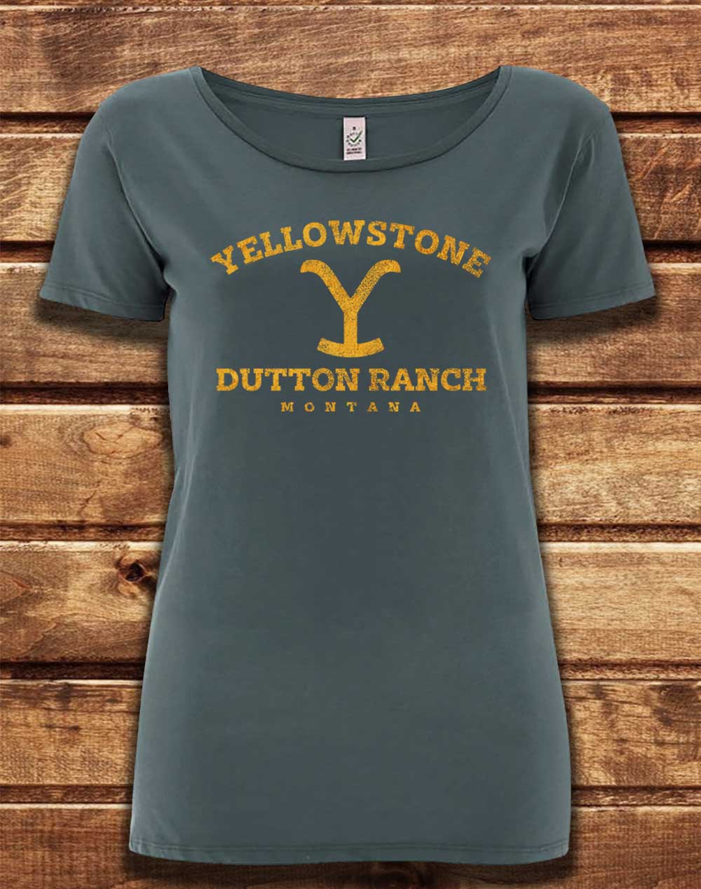 Light Charcoal - DELUXE Dutton Ranch Montana Organic Scoop Neck T-Shirt
