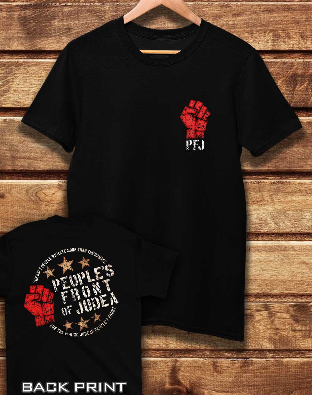 Black - DELUXE People's Front of Judea with Back Print Organic Cotton T-Shirt