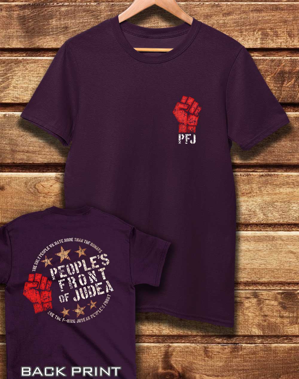 Eggplant - DELUXE People's Front of Judea with Back Print Organic Cotton T-Shirt