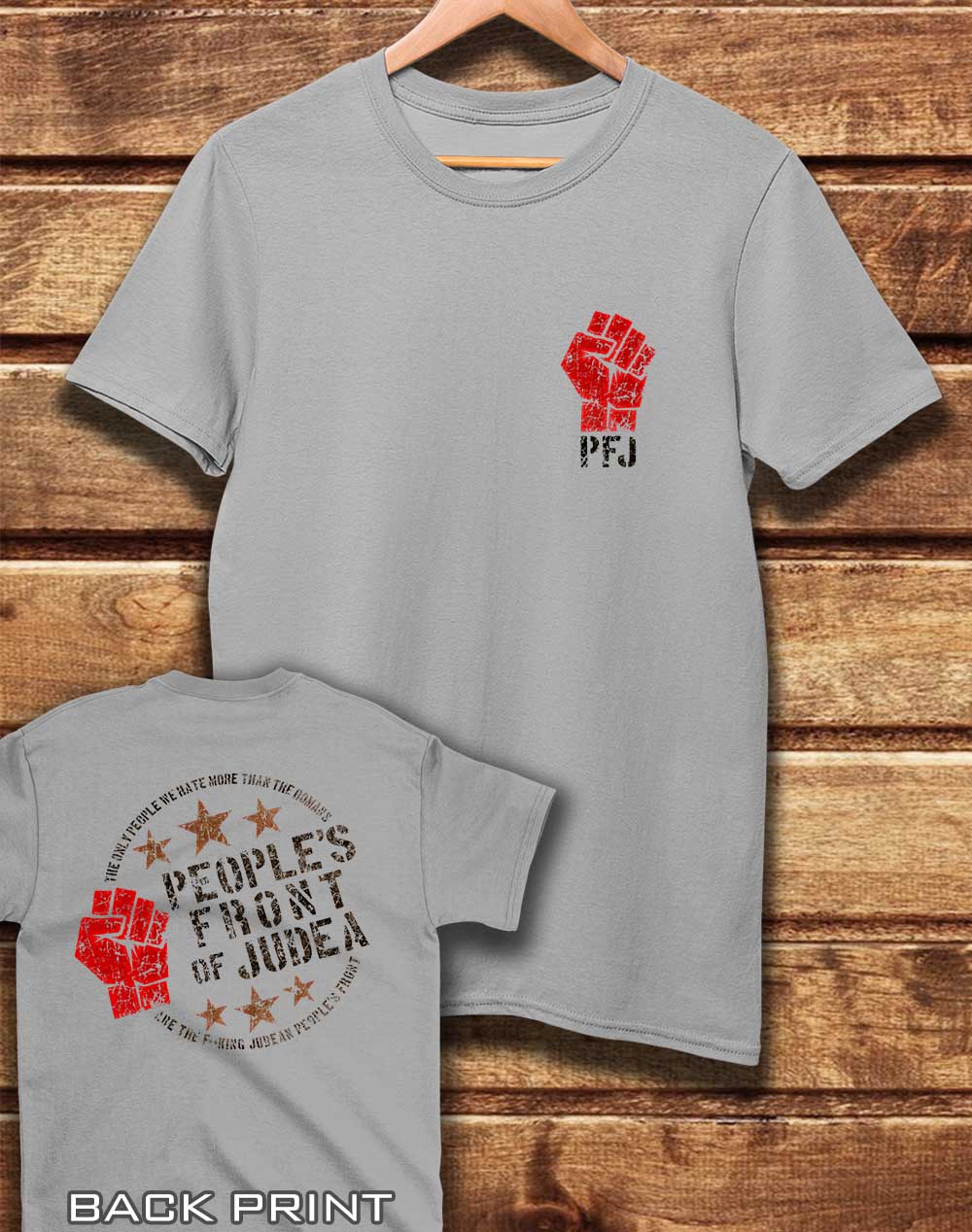Light Grey - DELUXE People's Front of Judea with Back Print Organic Cotton T-Shirt
