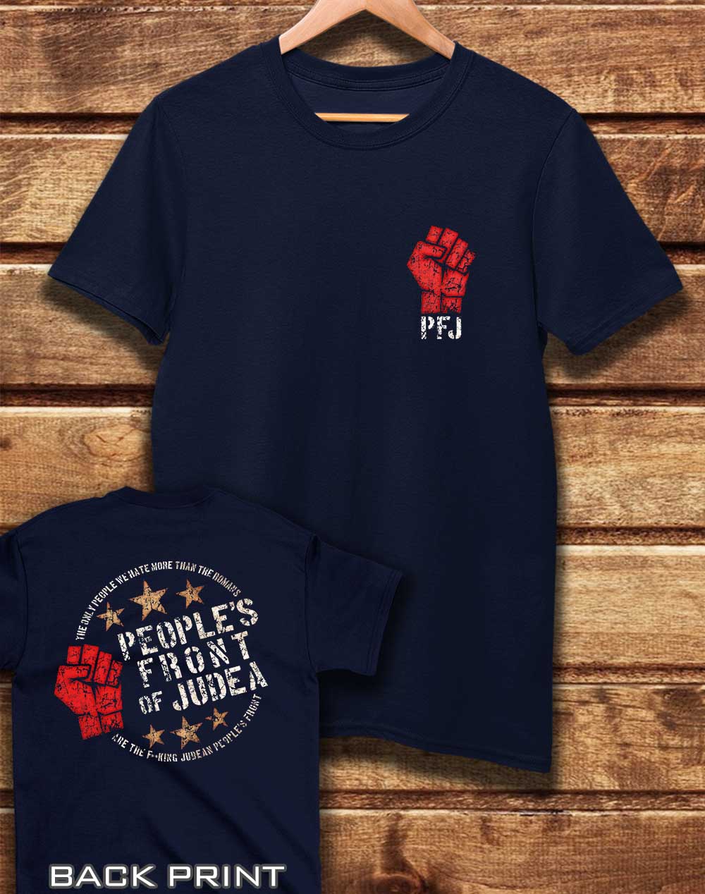 Navy - DELUXE People's Front of Judea with Back Print Organic Cotton T-Shirt