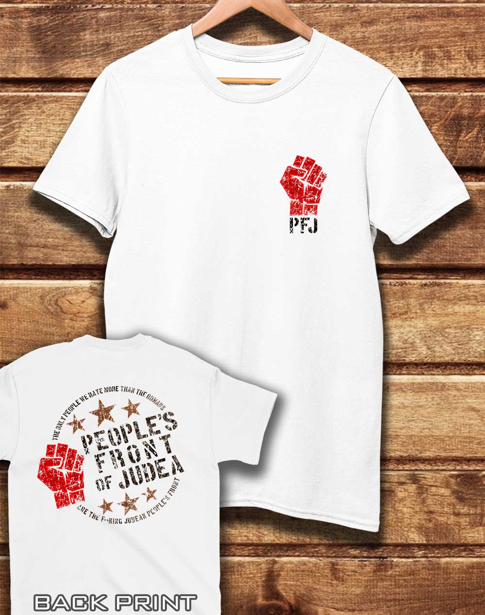 White - DELUXE People's Front of Judea with Back Print Organic Cotton T-Shirt