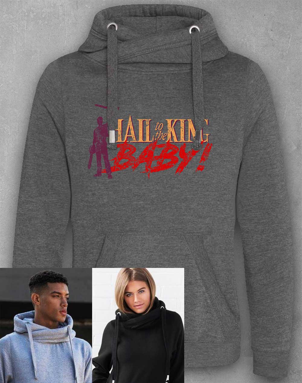 Charcoal - Hail to the King Baby Chunky Cross Neck Hoodie