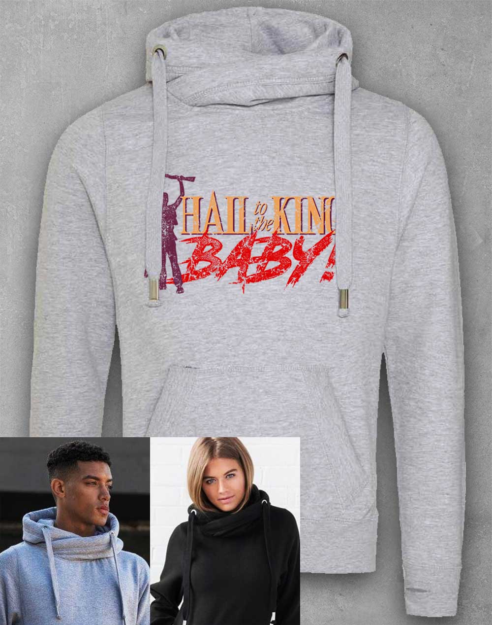 Heather Grey - Hail to the King Baby Chunky Cross Neck Hoodie