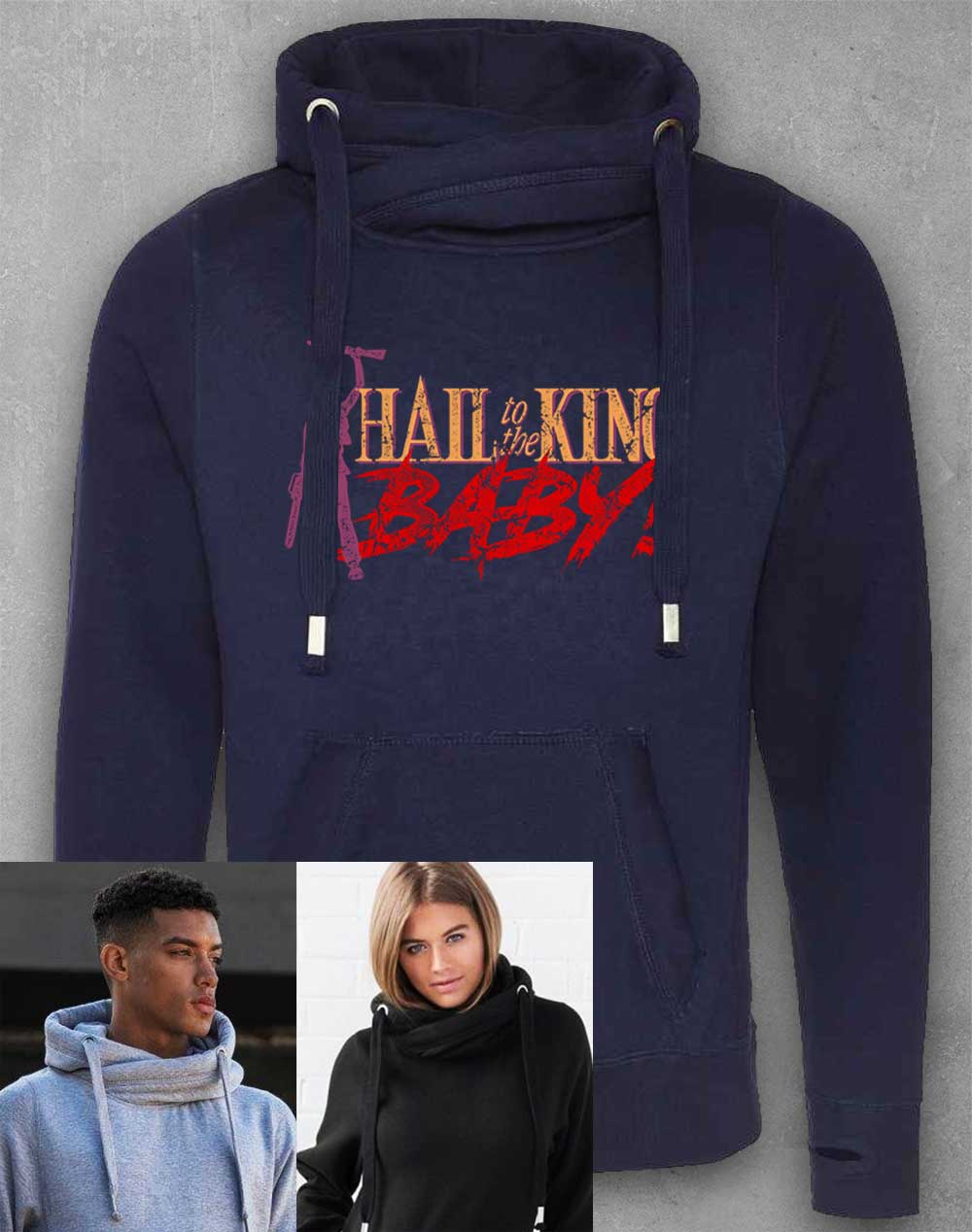 Oxford Navy - Hail to the King Baby Chunky Cross Neck Hoodie