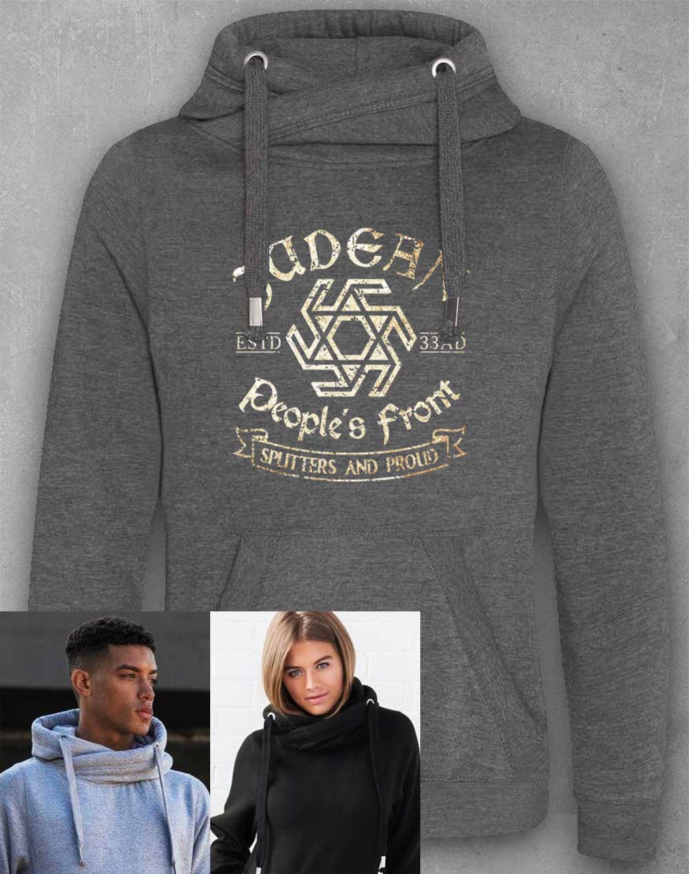 Charcoal - Judean People's Front Chunky Cross Neck Hoodie