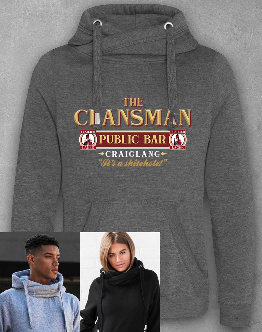 Charcoal - The Clansman Sh_tehole Chunky Cross Neck Hoodie