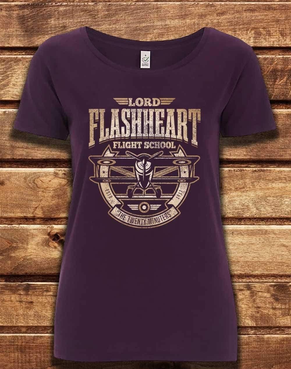 DELUXE Flashheart's Flight School Organic Scoop Neck T-Shirt 8-10 / Eggplant  - Off World Tees