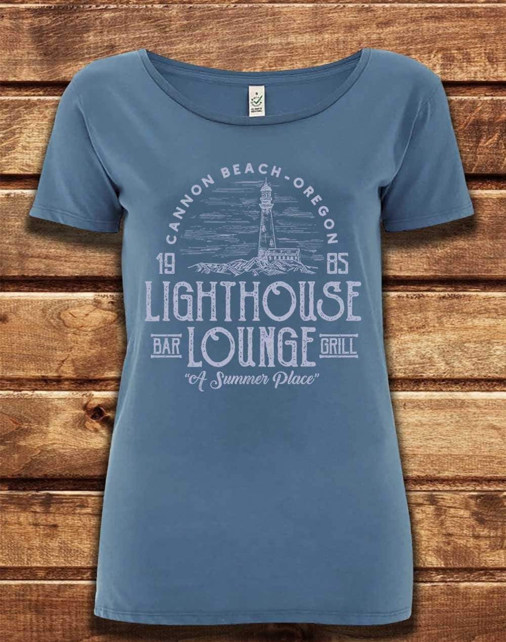DELUXE Lightouse Lounge 1985 Organic Scoop Neck T-Shirt 8-10 / Faded Denim  - Off World Tees