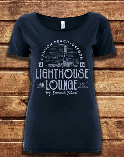 DELUXE Lightouse Lounge 1985 Organic Scoop Neck T-Shirt 8-10 / Navy  - Off World Tees