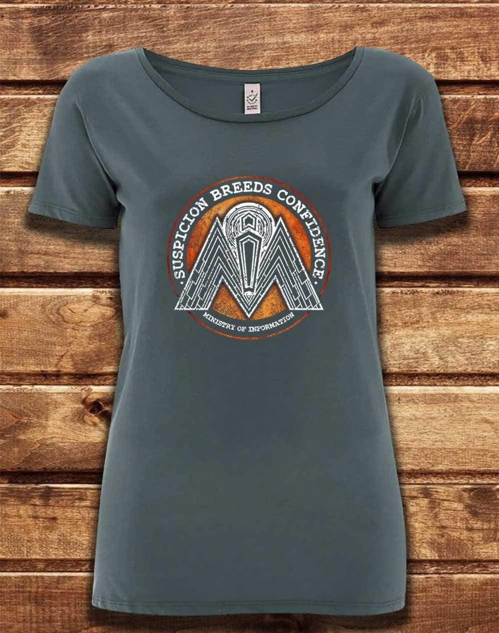 DELUXE Ministry of Information Organic Scoop Neck T-Shirt 8-10 / Light Charcoal - Off World Tees