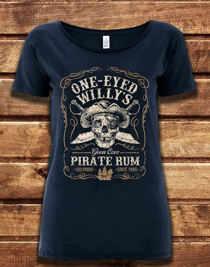 DELUXE One-Eyed Willy's Rum Organic Scoop Neck T-Shirt 8-10 / Navy  - Off World Tees