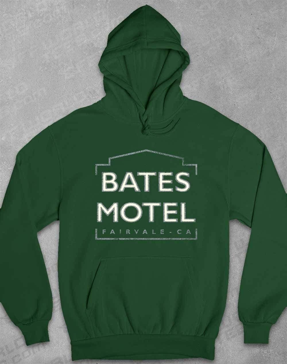 Bates Motel Sign Hoodie XS / Bottle Green - Off World Tees