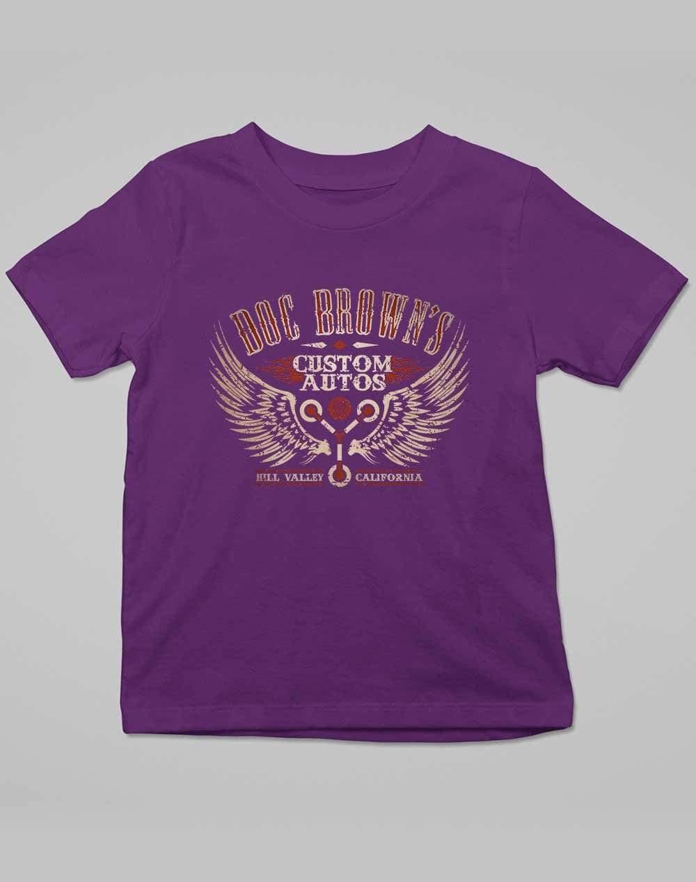 Doc Brown's Custom Autos Kids T-Shirt 3-4 years / Dark Purple - Off World Tees