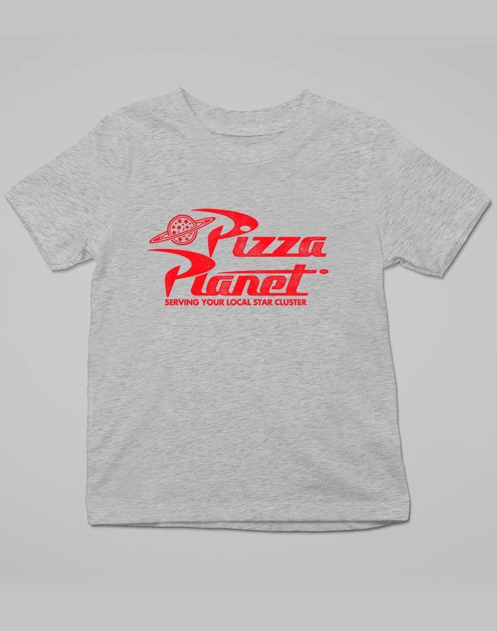 Pizza Planet Distressed Logo Kids T-Shirt 3-4 years / Grey Marl - Off World Tees