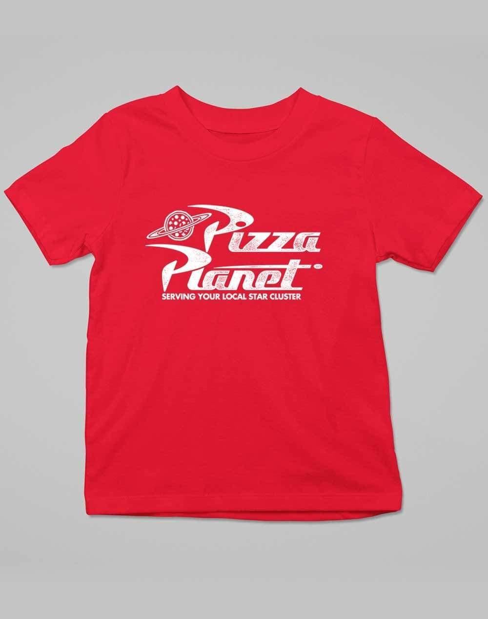 Pizza Planet Distressed Logo Kids T-Shirt 3-4 years / Red - Off World Tees