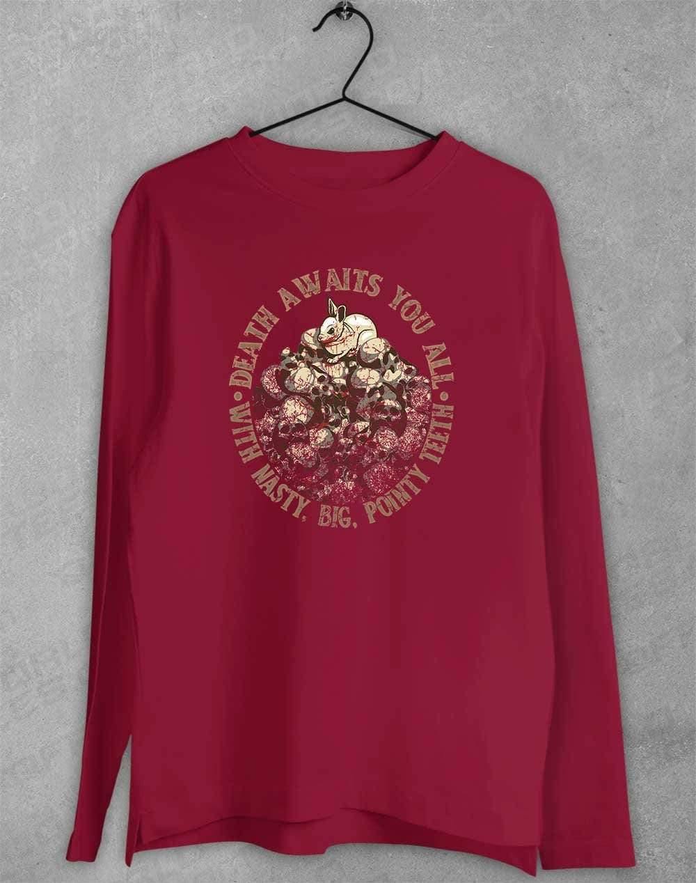 Death Awaits You Long Sleeve T-Shirt S / Cardinal - Off World Tees