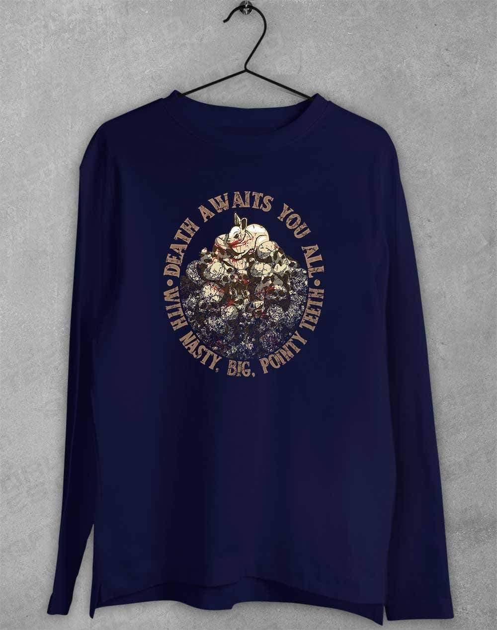 Death Awaits You Long Sleeve T-Shirt S / Navy - Off World Tees