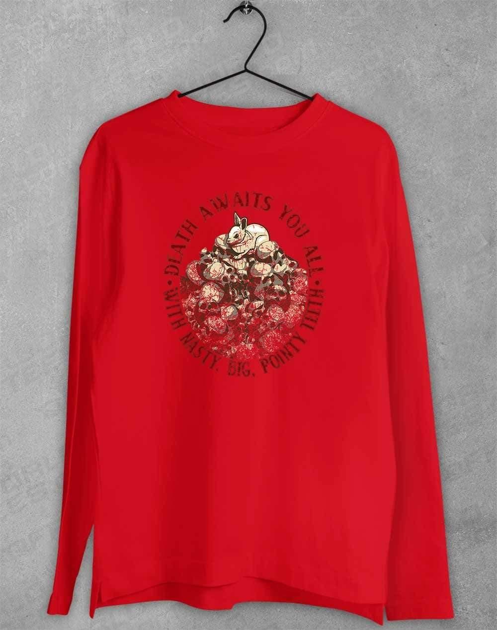 Death Awaits You Long Sleeve T-Shirt S / Red - Off World Tees