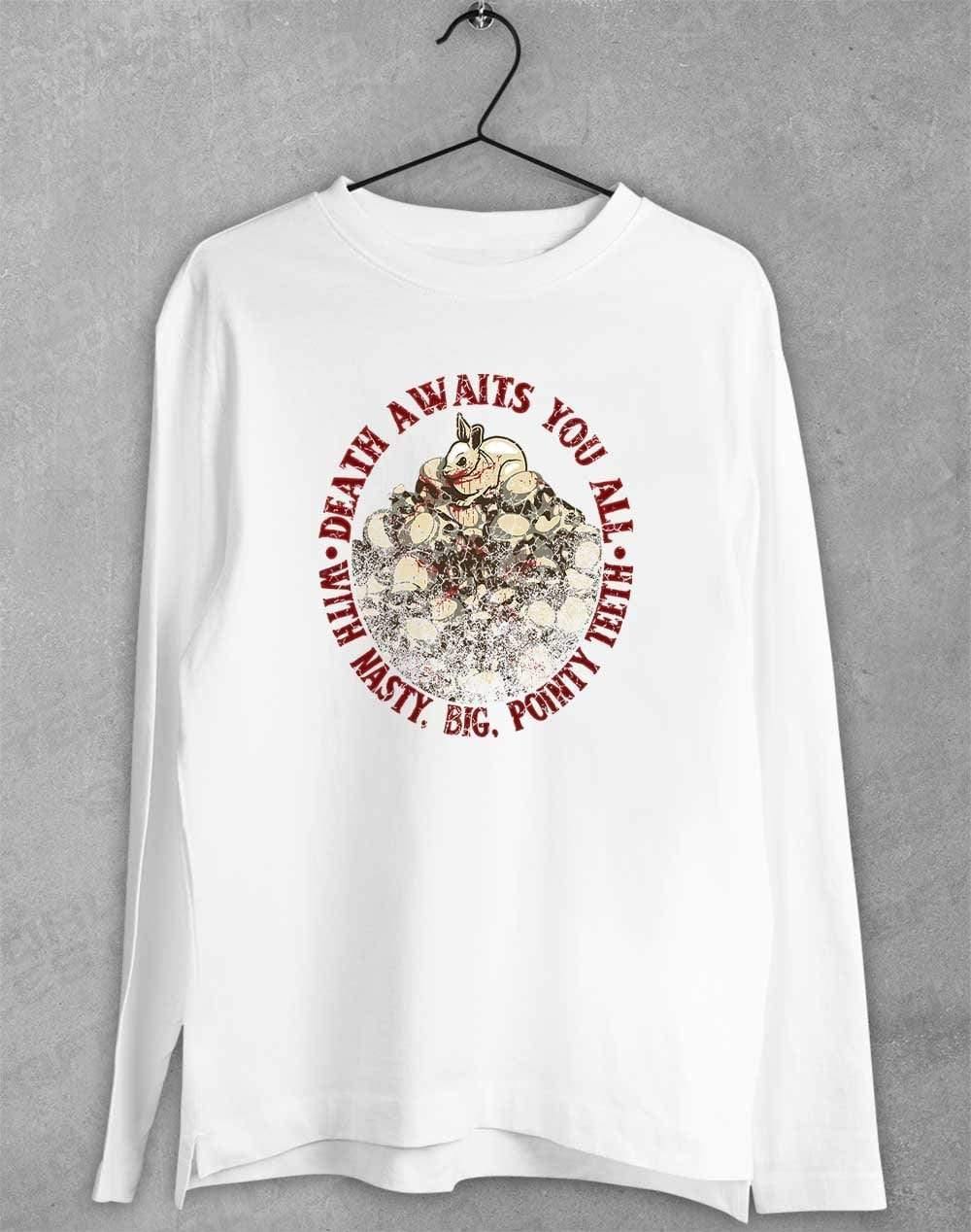 Death Awaits You Long Sleeve T-Shirt S / White - Off World Tees