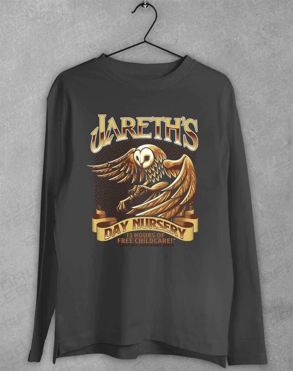 Jareth's Day Nursery Long Sleeve T-Shirt S / Charcoal  - Off World Tees