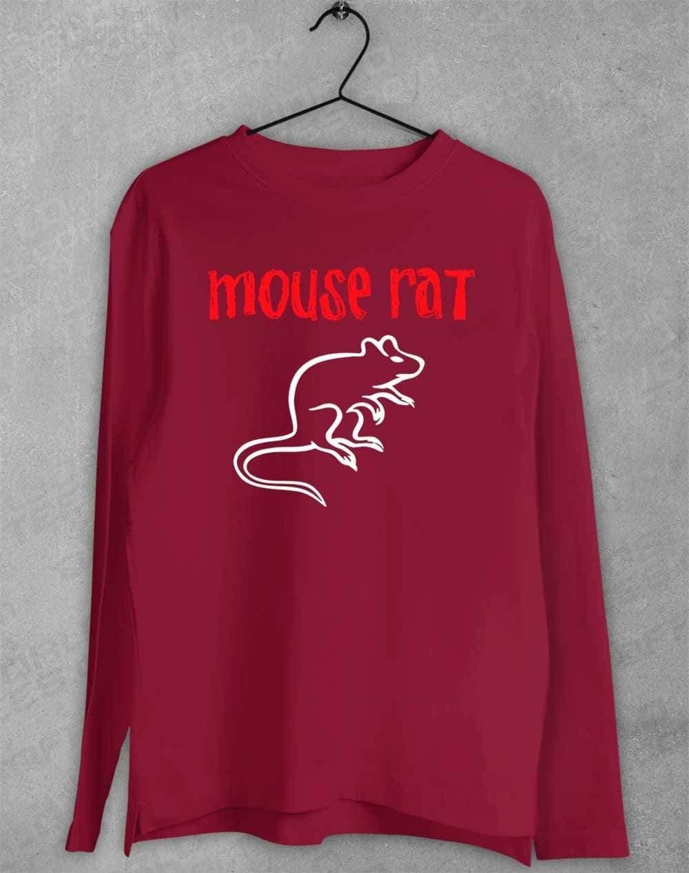 Mouse Rat Text Logo Long Sleeve T-Shirt S / Cardinal - Off World Tees