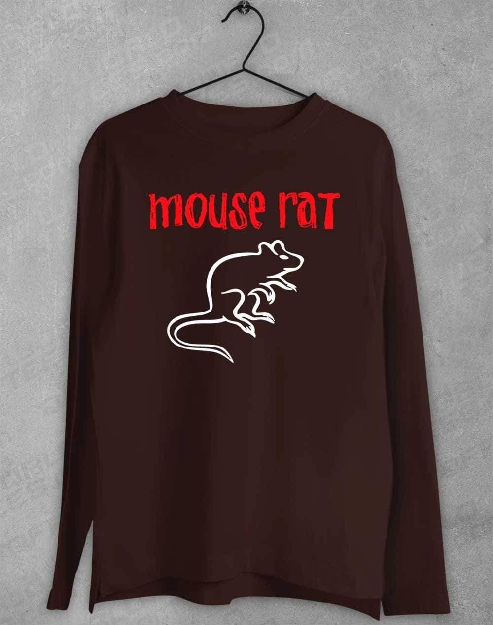 Mouse Rat Text Logo Long Sleeve T-Shirt S / Dark Chocolate - Off World Tees