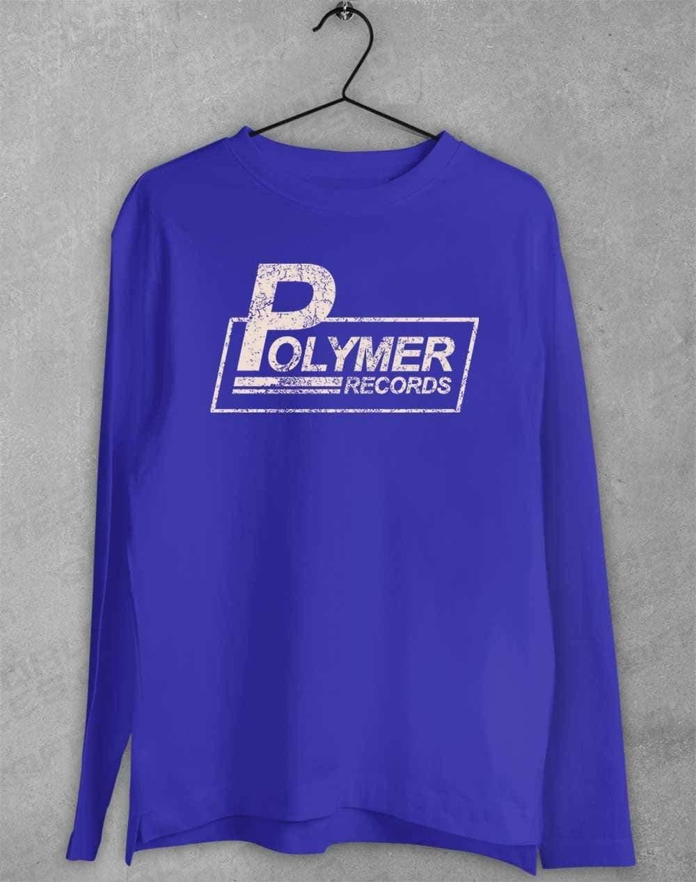 Polymer Records Distressed Logo Long Sleeve T-Shirt S / Royal - Off World Tees