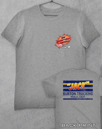 Jack Burton Trucking with Back Print T-Shirt S / Heather Grey  - Off World Tees