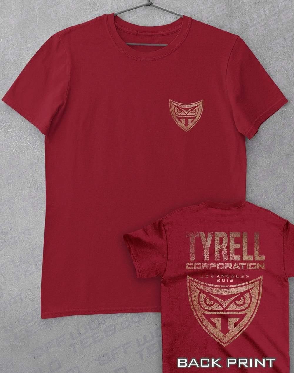 Tyrell Corporation Distressed with Back Print T-Shirt S / Cardinal Red  - Off World Tees