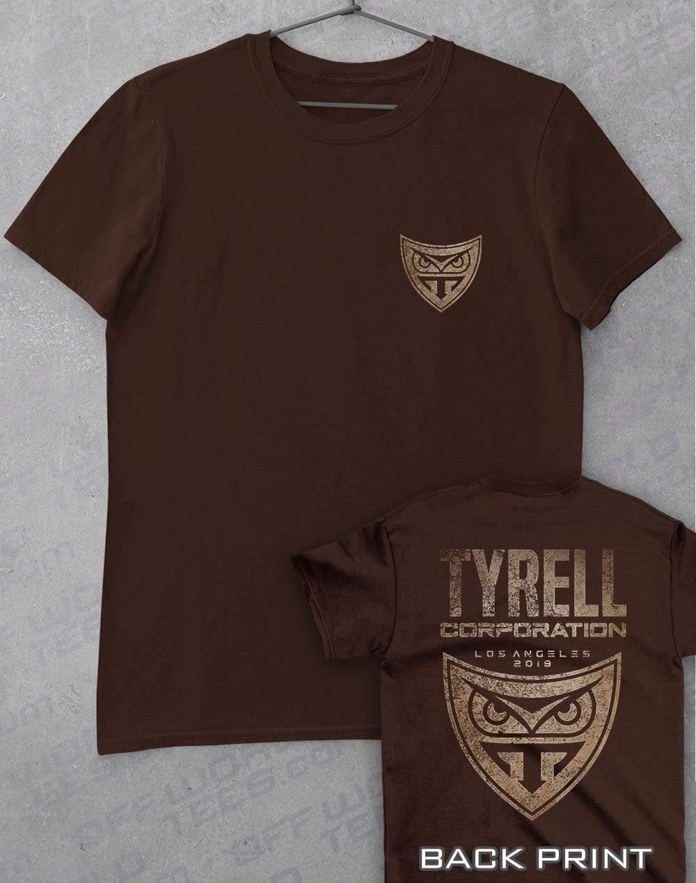 Tyrell Corporation Distressed with Back Print T-Shirt S / Dark Chocolate  - Off World Tees