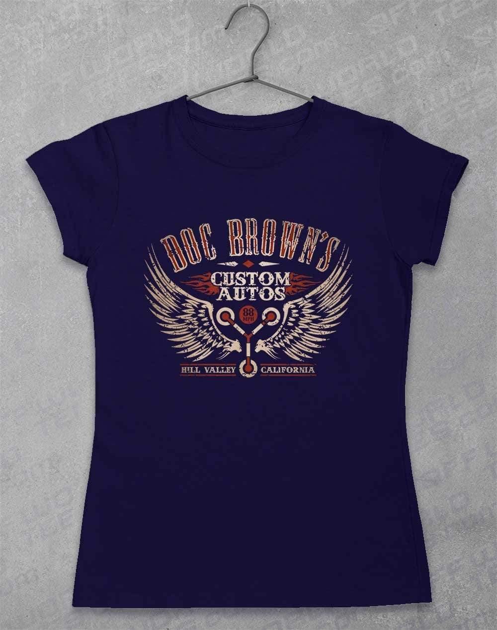 Doc Brown's Custom Autos Womens T-Shirt 8-10 / Navy - Off World Tees