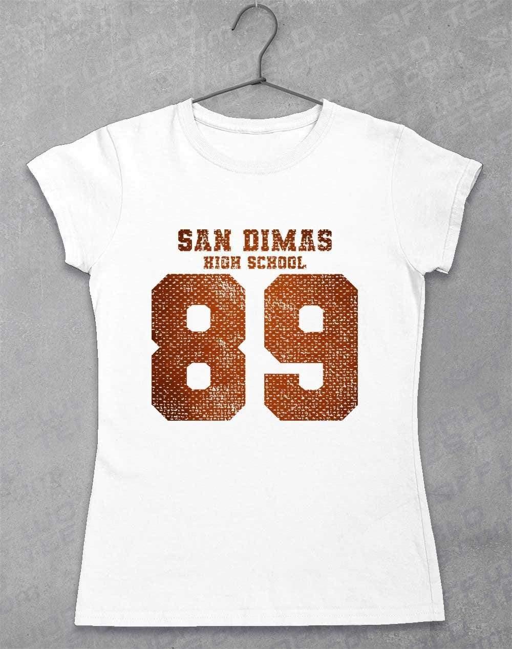 San Dimas High School 89 Fitted Women's T-Shirt 8-10 / White  - Off World Tees