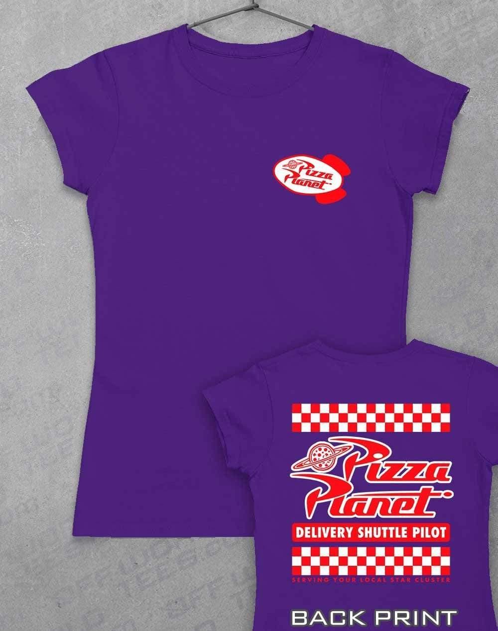 Pizza Planet Shuttle Pilot with Back Print Womens T-Shirt 8-10 / Lilac - Off World Tees