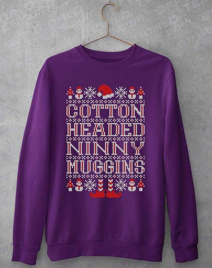 Cotton Headed Ninny Muggins Festive Knitted-Look Sweatshirt S / Purple  - Off World Tees