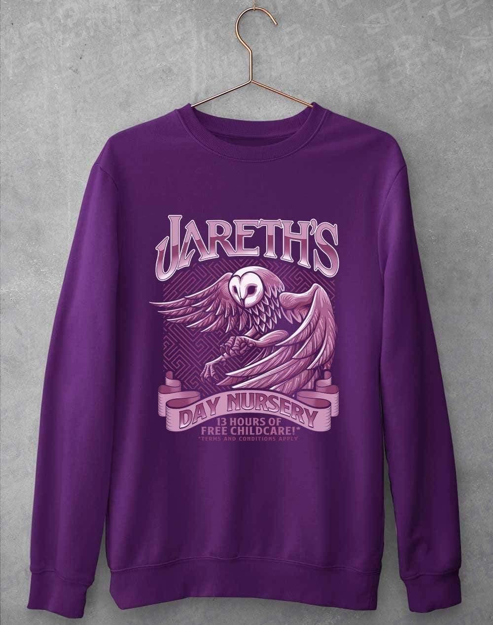 Jareth's Day Nursery Sweatshirt S / Purple  - Off World Tees