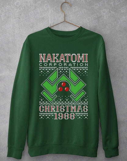 Nakatomi Christmas1988 Festive Knitted-Look Sweatshirt S / Bottle Green  - Off World Tees