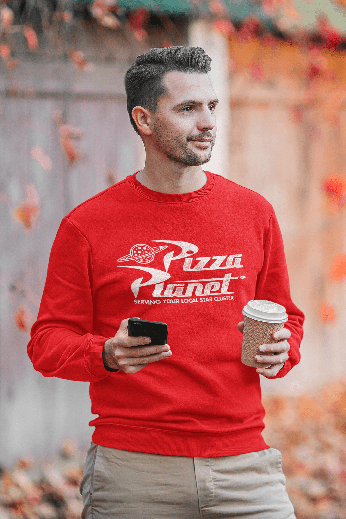 Pizza Planet Distressed Logo Sweatshirt Off World Tees