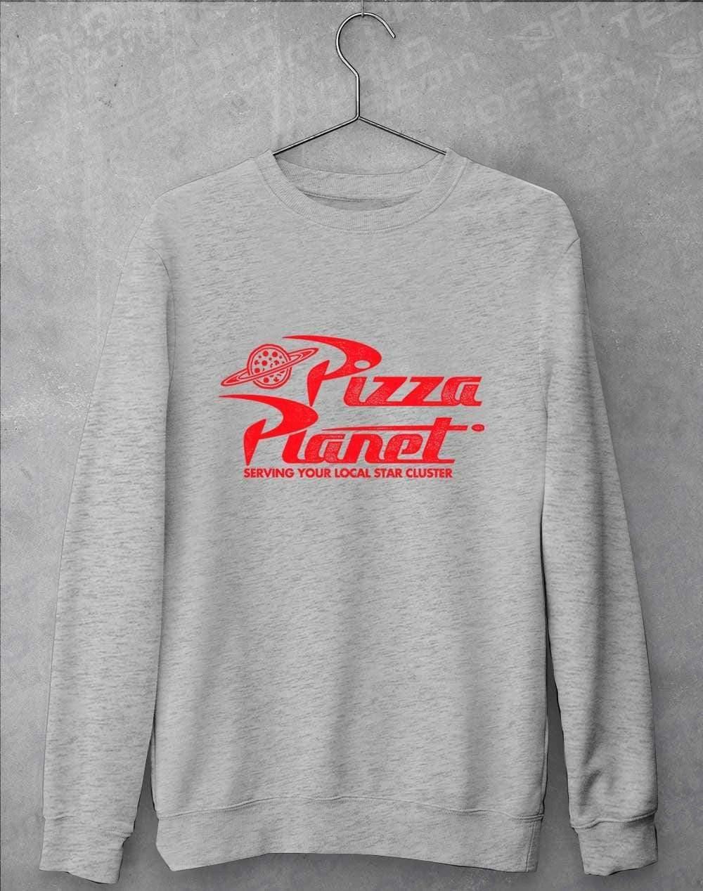 Pizza Planet Distressed Logo Sweatshirt S / Heather Grey - Off World Tees