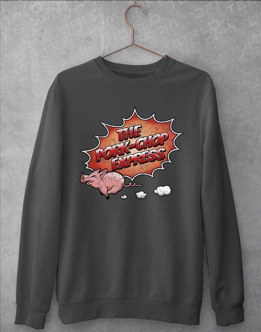 Pork Chop Express Distressed Logo Sweatshirt S / Charcoal - Off World Tees