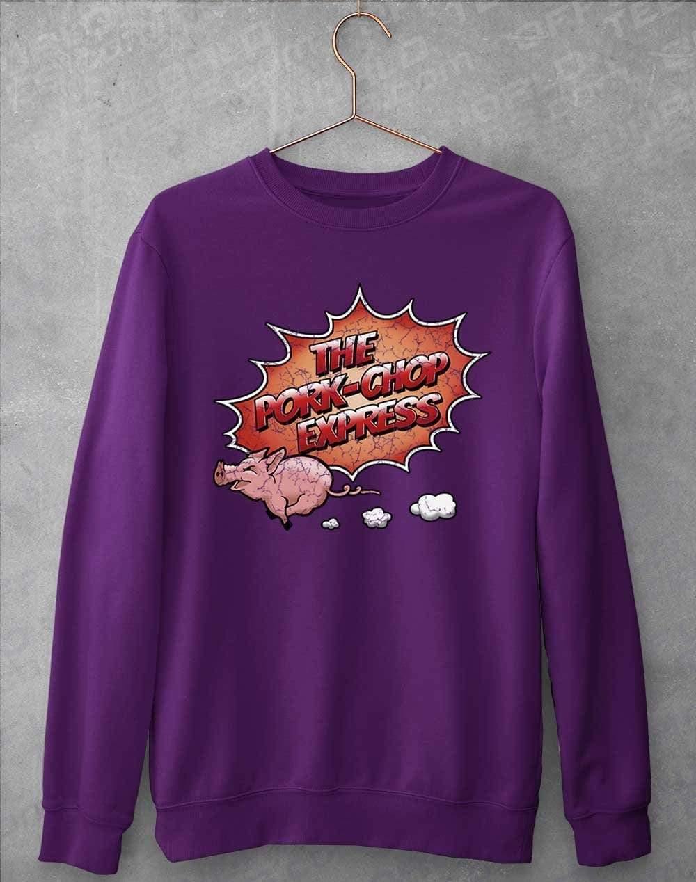 Pork Chop Express Distressed Logo Sweatshirt S / Purple - Off World Tees