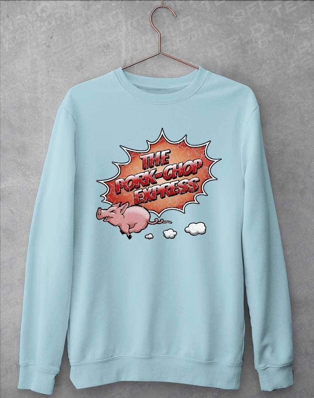 Pork Chop Express Distressed Logo Sweatshirt S / Sky Blue - Off World Tees