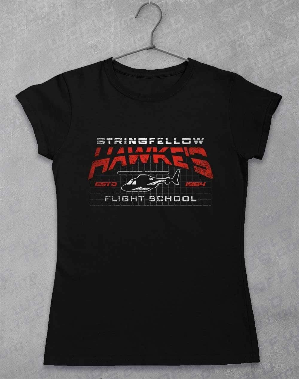 Stringfellow Hawke's Flight School 1984 Womens T-Shirt 8-10 / Black - Off World Tees