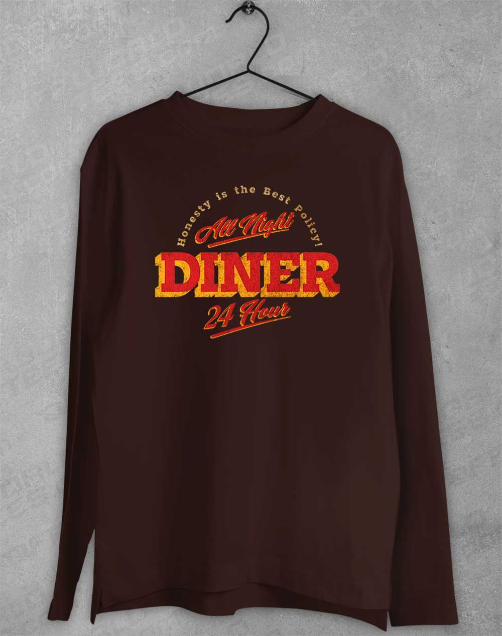 Dark Chocolate - 24 Hour Diner Long Sleeve T-Shirt