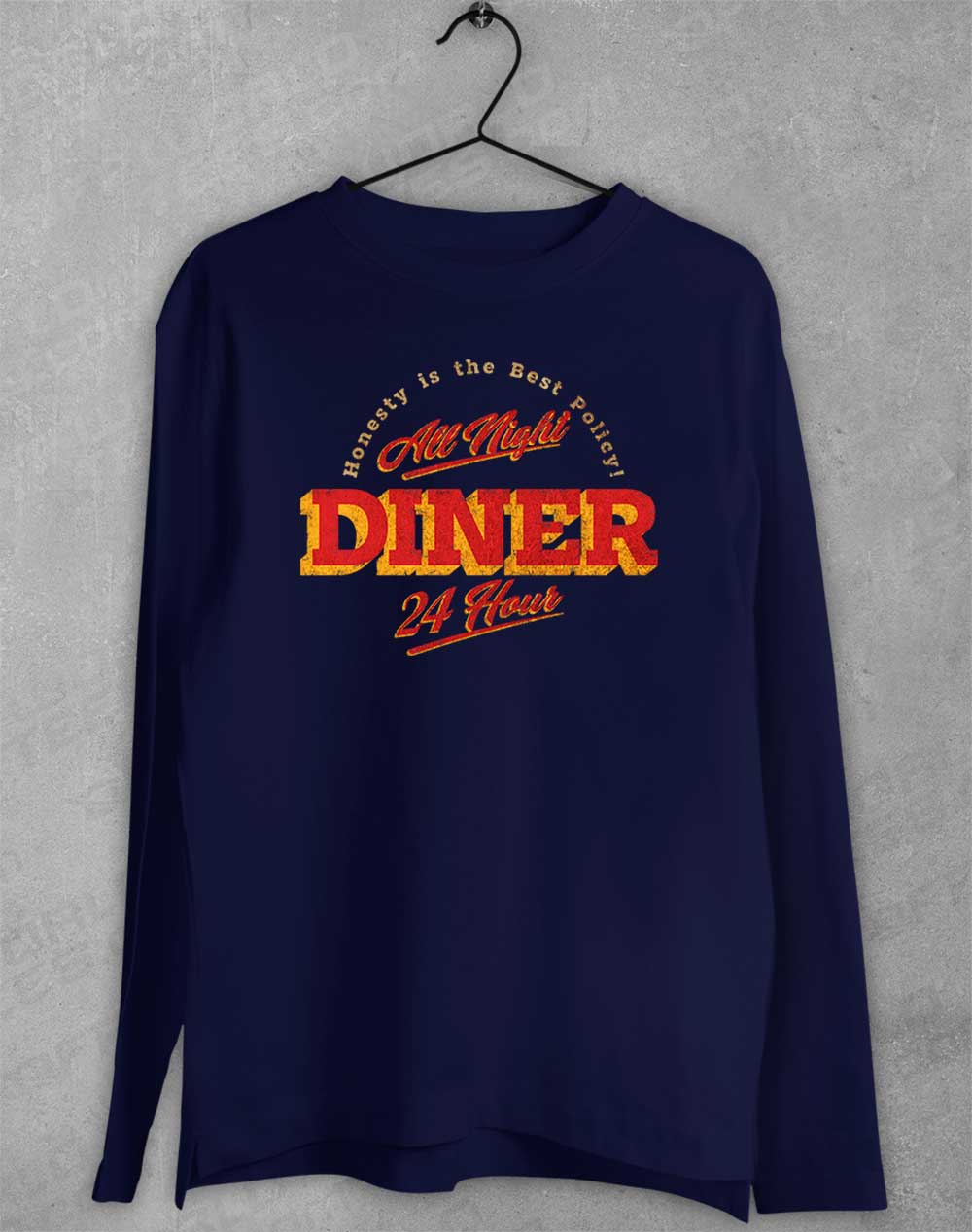 Navy - 24 Hour Diner Long Sleeve T-Shirt