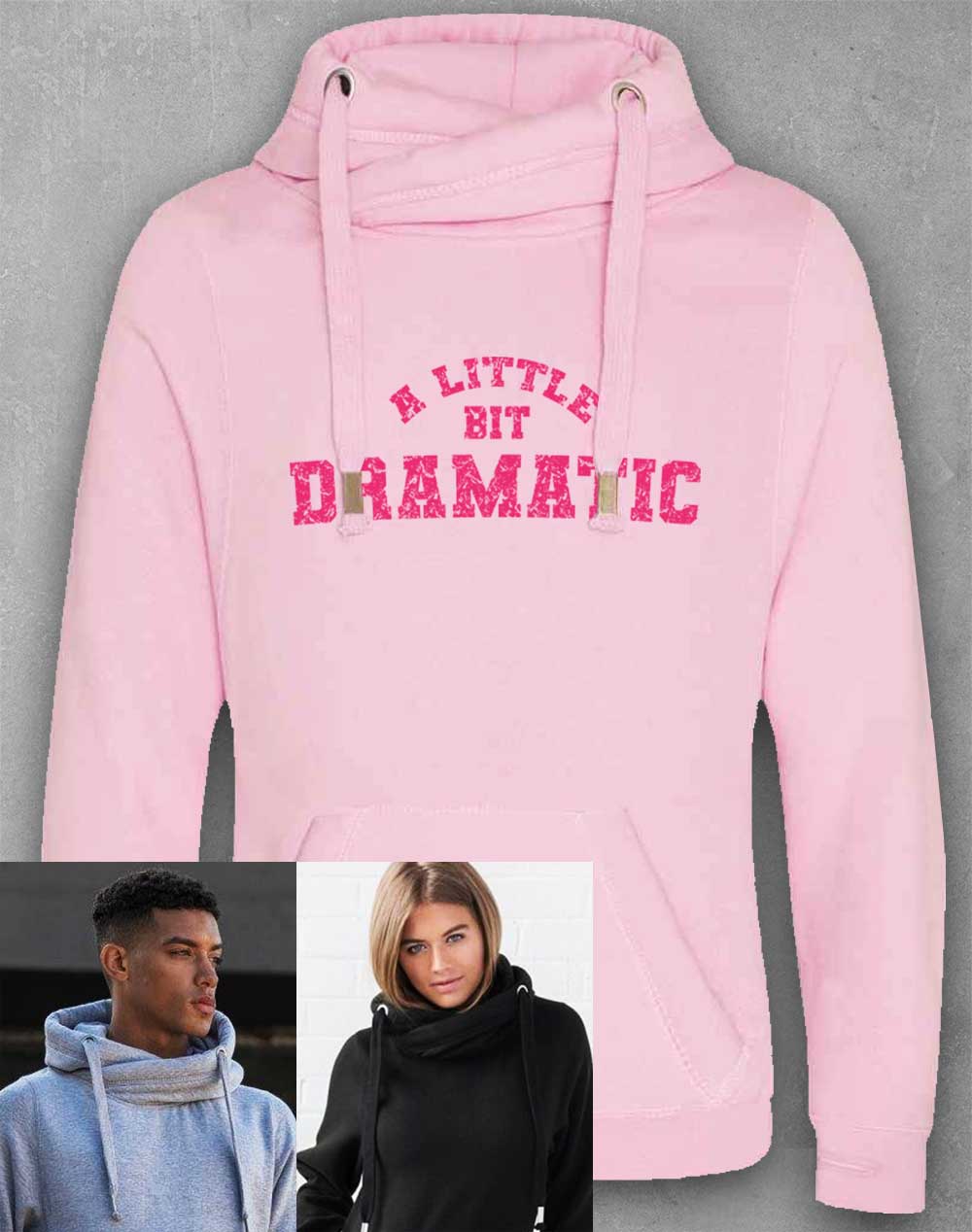 Baby Pink - A Little Bit Dramatic Chunky Cross Neck Hoodie