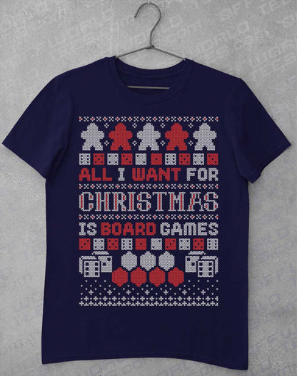 Navy - All I Want for Xmas is Board Games T-Shirt