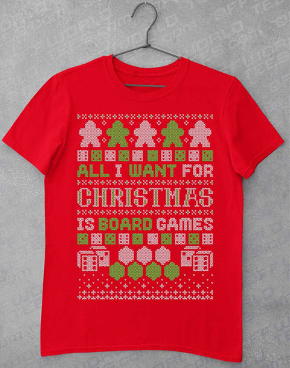 Red - All I Want for Xmas is Board Games T-Shirt